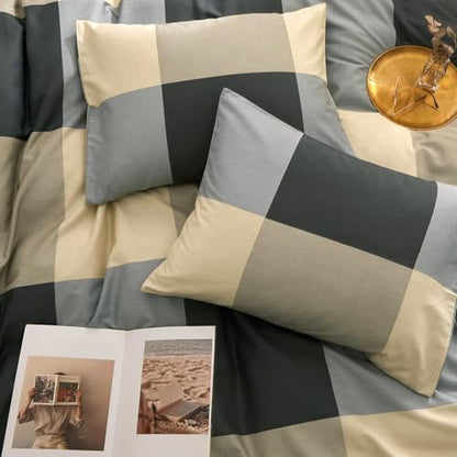 Buffalo Plaid Duvet Cover Set Twin XL, Soft 100% Cotton Retro Plaid Checkered Comforter Cover, 3 Piece Breathable Geometric Duvet Cover with Zipper Closure Men Boys Farmhouse Checkered Bedding Set