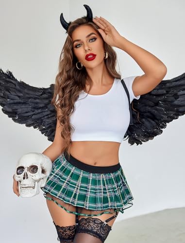 Women Lingerie Role Play Pleated Costume Mini Skirt with Garter Belt
