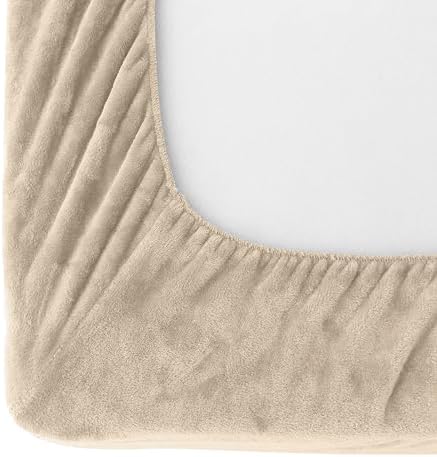 Elegant Comfort Luxuriously Soft 4-Piece Velvet Plush Flannel Sheet Set - Premium Quality - Cozy Warm, Anti-Static, Non Pilling Fuzzy Velvet Flannel Fleece Deep Pocket Sheet Set - Twin, Cream