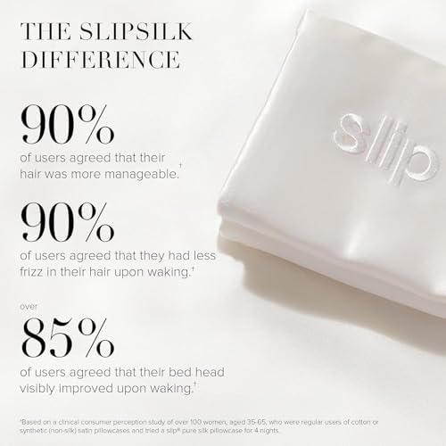slip King Pure Silk Pillow Case - 100% Pure 22 Momme Mulberry Silk - King Size Standard Pillow Case -Anti-BedHead, Anti-Sleep Crease, White (20" x 36")