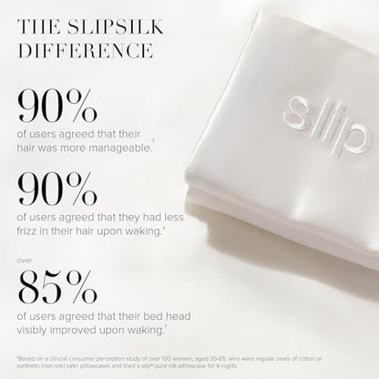 slip King Pure Silk Pillow Case - 100% Pure 22 Momme Mulberry Silk - King Size Standard Pillow Case -Anti-BedHead, Anti-Sleep Crease, White (20" x 36")