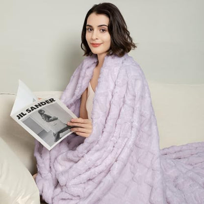 Aganear Fleece Throw Blanket for Couch Sofa 50"x60" Purple