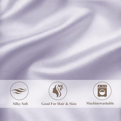 Vielit Standard Satin Pillowcase for Hair 2pc,Similar to Silk Pillow Cases, for Women Men,Lavandar,20x26 & Envelope Closure and 2 Satin Scrunchies