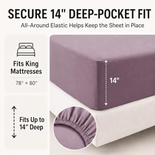 CozyLux Oversized King Comforter Set Dusty Purple - 7 Pieces Bed in a Bag