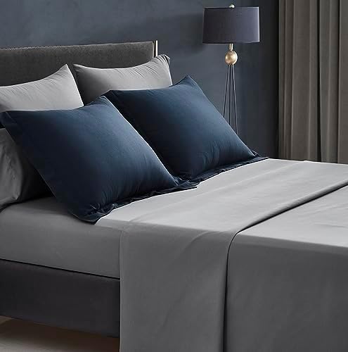 Maple&Stone Twin Comforter Set 5 Pieces Bed in a Bag Navy & Dark Grey