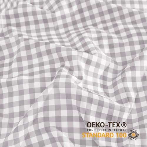 Andency Gingham Duvet Cover Twin Size, Light Grey Checkered Plaid Bedding Set with Zipper Closure & Corner Ties, 2 Pieces Soft Prewashed Microfiber Comforter Cover for Dorm Kids