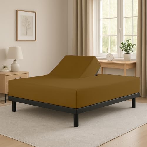 1 Piece Top Split King Fitted Sheet for Adjustable beds, 34" Split, Taupe