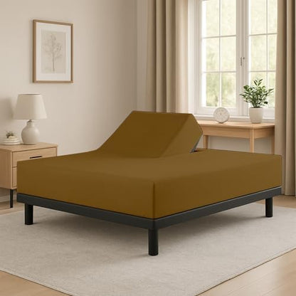 1 Piece Top Split King Fitted Sheet for Adjustable beds, 34" Split, Taupe