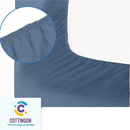 1 PC Cot Size 30" x 75" Fitted Sheet, 100% Egyptian Cotton, Coronet Blue