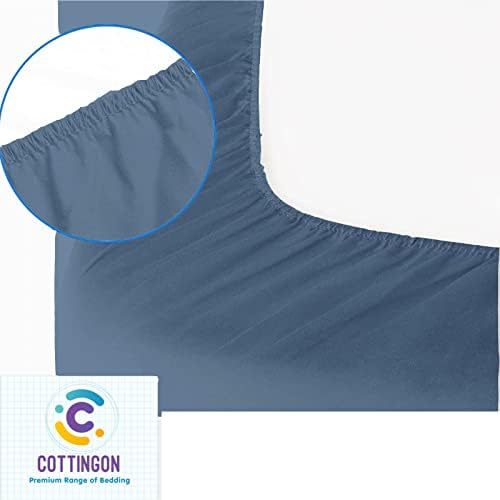 1 PC Cot Size 33" x 75" Fitted Sheet, 100% Egyptian Cotton, Coronet Blue