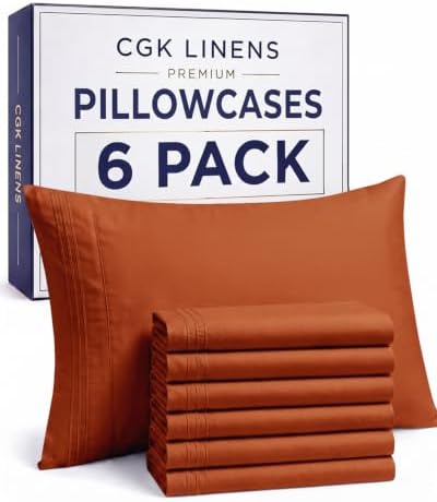 King Standard Pillow Cases Set of 6 - Soft Pillowcase Covers - Terracotta