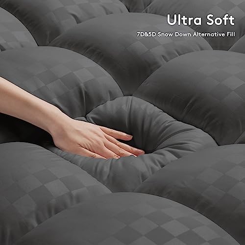 SameBed Mattress Topper Cal King,Extra Thick Mattress Pad Cover for Back Pain,Cooling Mattress Protector with 8-21 Inch Deep Pocket,Overfilled Down Alternative Filling,Grey