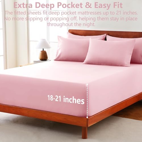 CozyLux Full Sheet Set 6-Piece, 21-Inch Deep Pocket, Soft Brushed Feel