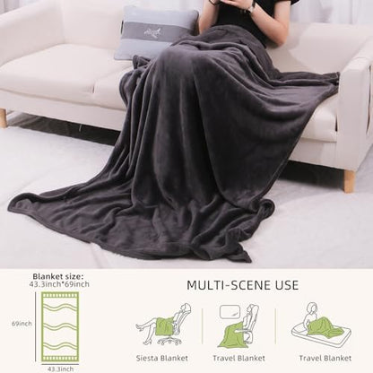 Melissa Large Soft Travel Blanket and Inflatable Pillow Set