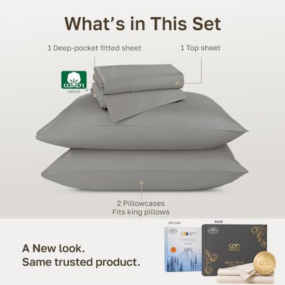 California Design Den Luxury 800 Thread Count Cal King Sheets, Misty Grey