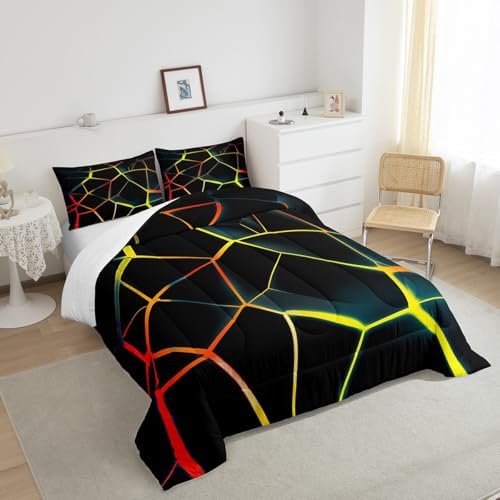 Feelyou Honeycomb Comforter Set Yellow Stereoscopic Honeycomb Comforter for Kids Boys Girls y2k Hexagonal Bedding Set Beehive Hexagon Duvet Set Simplistic Room Decor Quilt Twin Size Boys