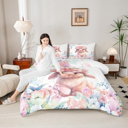 Feelyou Cute Rabbit Comforter Set Twin Size Boys Girls Teens