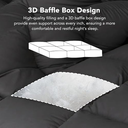 Down Fiber Comforter King Size, Lightweight Summer Duvet Insert Grey