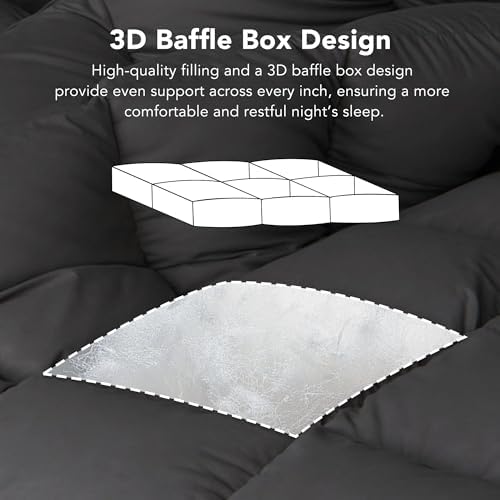 Down Fiber Comforter Queen Size, Lightweight Summer Duvet Insert Grey