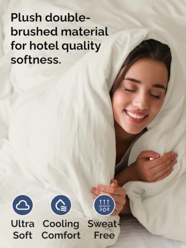 Duvet Cover Super Queen Size - 3 Piece with Zipper Closure - Ivory