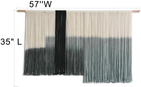 Macrame Wall Hanging Grey Dip Dye Large Boho Fiber Wall Art Decor 57"W*35"L