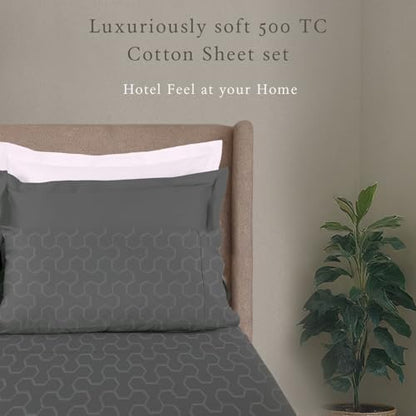 Threadmill 500 Thread Count Cotton Twin XL Sheet Set, Jacquard, Dark Grey