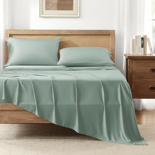 Andency Sage Green King Sheets Set 100% Viscose Derived from Bamboo