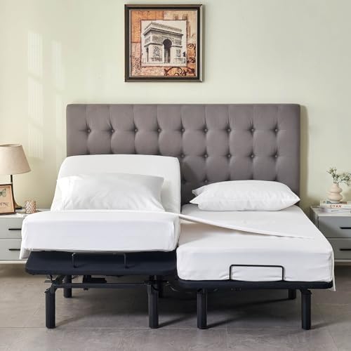 Kingnex Split Queen Sheets for Adjustable Bed Soft 1800 Microfiber 5 Pieces Include 2 30x80 Fitted Sheets 1 Flat Sheet 2 Queen Size Pillowcases White