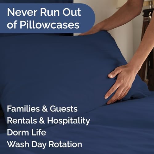 Standard Pillow Cases Set of 10 - Ultra Soft Pillowcase Covers - Navy Blue