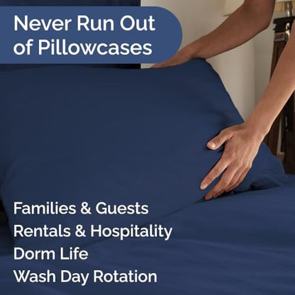Standard Pillow Cases Set of 10 - Ultra Soft Pillowcase Covers - Navy Blue
