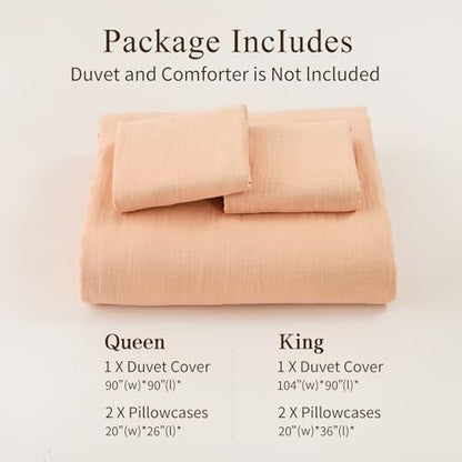 MEISHANG Muslin Duvet Cover King Size - 100% Organic Cotton