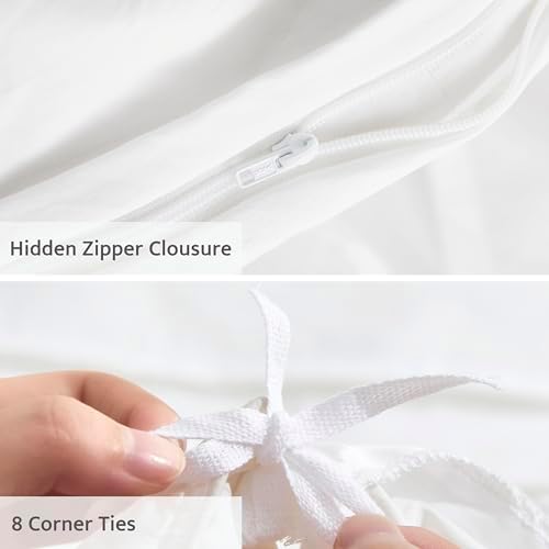 Oli Anderson 2PCS Pleated Duvet Cover Set, White, Twin