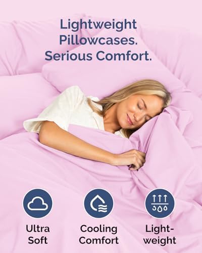 Queen Pillow Cases Set of 6 - Ultra Soft Pillowcase Covers - Light Pink