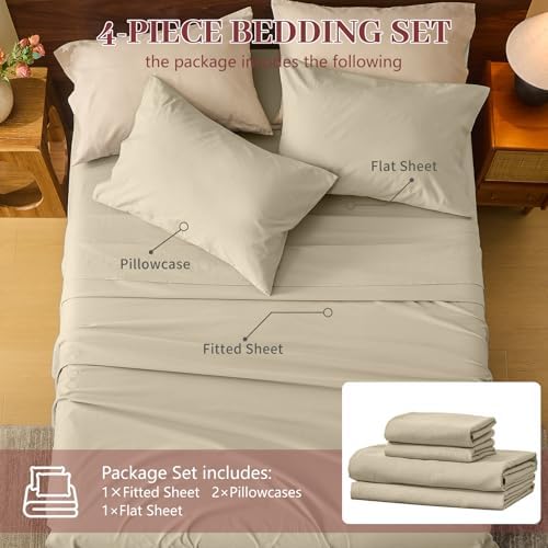 MEISHANG 100% French Linen Sheets California King,6 Pcs,18-24" Deep Pocket