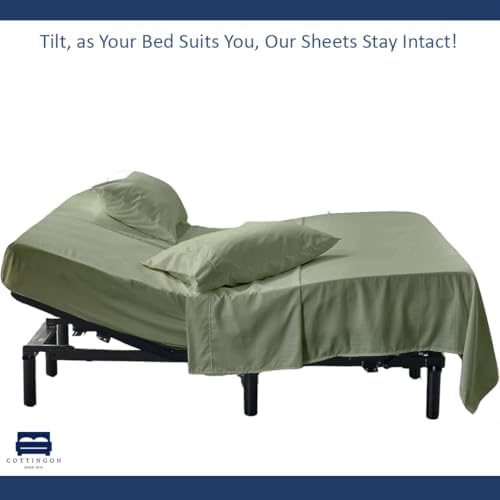 4 Piece Flex Head King Sheet Set 34" Top, 100% Egyptian Cotton, Sage