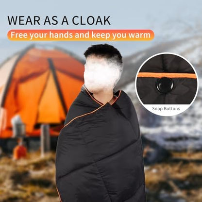REDCAMP Alternative Down Camping Blanket, Waterproof and Warm Outdoor Travel Quilt for Camping, Hiking and Backpacking, 79"x59", Black