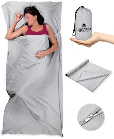 The Friendly Swede Sleeping Bag Liner, Adult Sleep Sack for Hotels, 3 Sizes