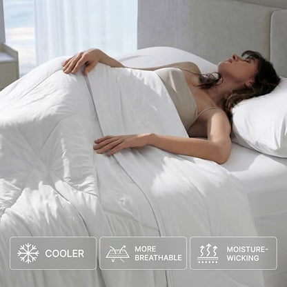 Breescape Cooling Comforter Blanket - BlendTek Q-Max>0.46 Tech, Cooling Blanket for Hot Sleepers & Night Sweats Relief, Breathable Lightweight Summer Bedding, Queen 96x96 Inches, Snow White