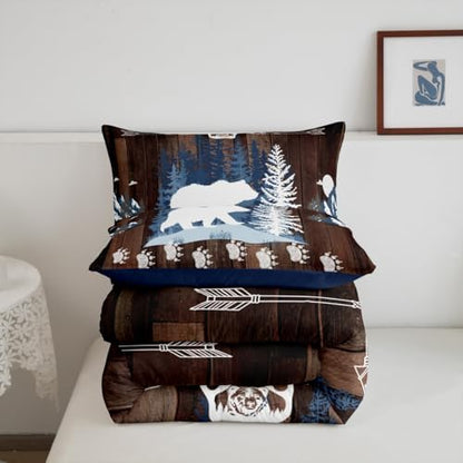 Feelyou Bear Cabin Wildlife Comforter Set King Size Boys Bedding