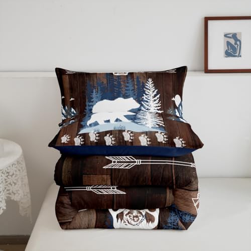 Feelyou Bear Cabin Wildlife Comforter Set Toddler Size Boys Bedding