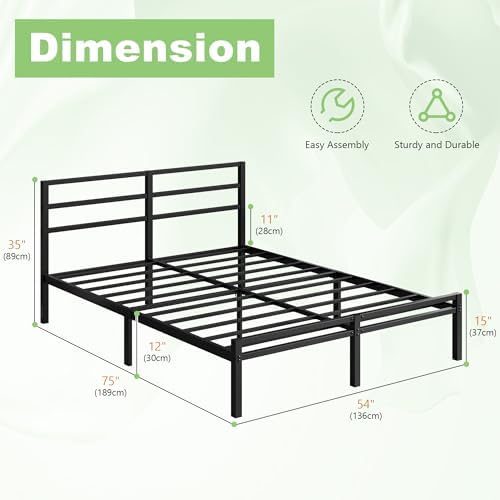Lutown-Teen 12 Inch Full Size Bed Frame with Headboard and Footboard