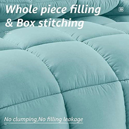 HYLEORY All Season Full Size Bed Comforter - Cooling Down Alternative Quilted Duvet Insert with Corner Tabs - Winter Warm - Machine Washable - Turquoise