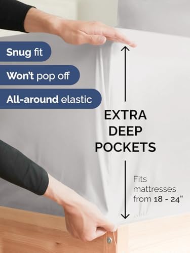 CGK Linens Extra Deep King Fitted Sheet - Fitted Sheet Only - French Grey