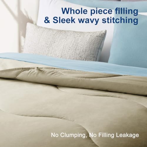 MEELUS Lightweight Comforter Cooling Beige, All Season Duvet Insert