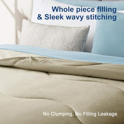 MEELUS Lightweight Comforter Cooling Beige, All Season Duvet Insert