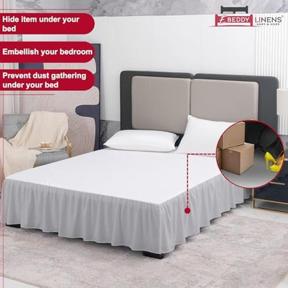eBeddy Linens Dust Ruffle Bed Skirt Full 16 Inch Drop – Split Corner Platform Style, 100% Microfiber, Silver Grey Solid, Tailored Fit, Wrinkle-Resistant, Hidden Storage, Hotel Luxury
