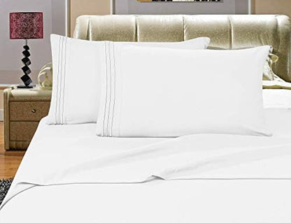 Elegant Comfort Luxurious Bed Sheets Set on Amazon 1500 Premier Wrinkle,Fade and Stain Resistant 4-Piece Bed Sheet Set, Deep Pocket, Queen White