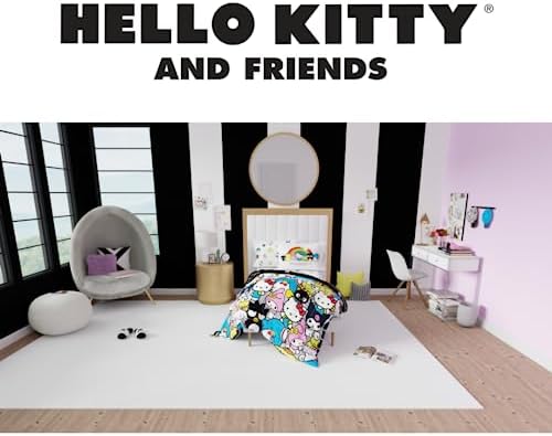 Franco Collectibles Hello Kitty & Friends Bedding 5 Piece Super Soft Comforter and Sheet Set with Sham, Twin, (Official Licensed Product)