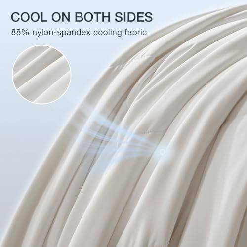 LEAONME® Cooling Comforter Full/Queen White Blanket for Hot Sleeper 90"x90"