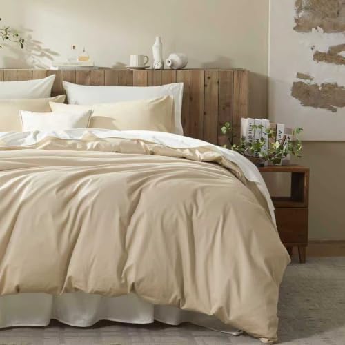 Duvet Cover King Size Duvet Cover Set 100% Egyptian Cotton, 1600 Thread Count,Ultra Soft & Breathable Luxury Bedding with Zipper Closure & Corner Ties, 3PCS(Khaki,104''x90''
